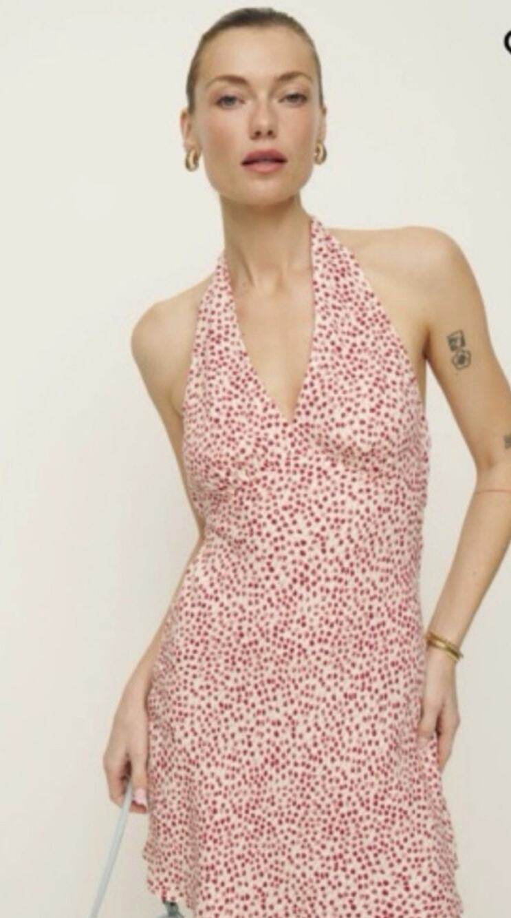 Reformation Delanie Halter Mini Dress Alma Floral Tulip Print Size L